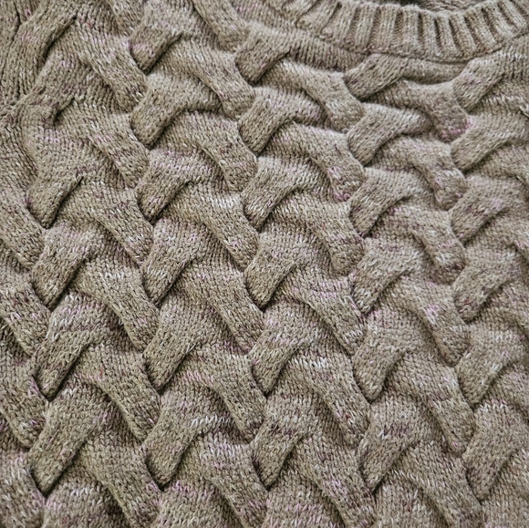 Lands' End Brown W Pink Cable Knit Sweater Size XL/P 18 - Picture 2 of 8